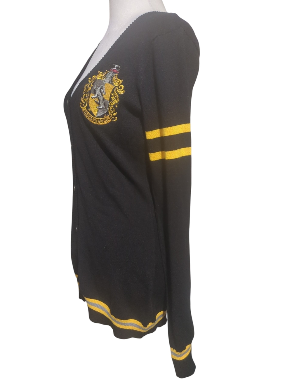 Harry Potter Black Knit sweater Cardigan with Yellow Crest